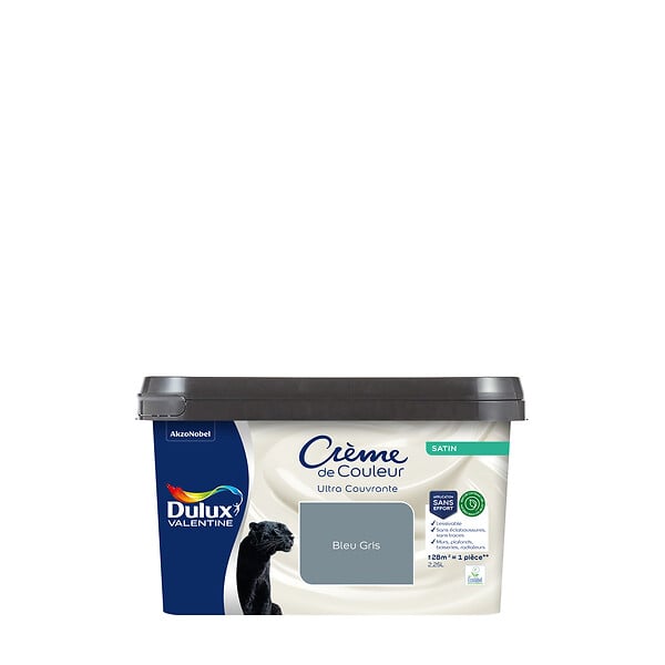 DULUX VALENTINE - Peinture Crème de Couleur - Bleu Gris - Satin - 2,25 L - large