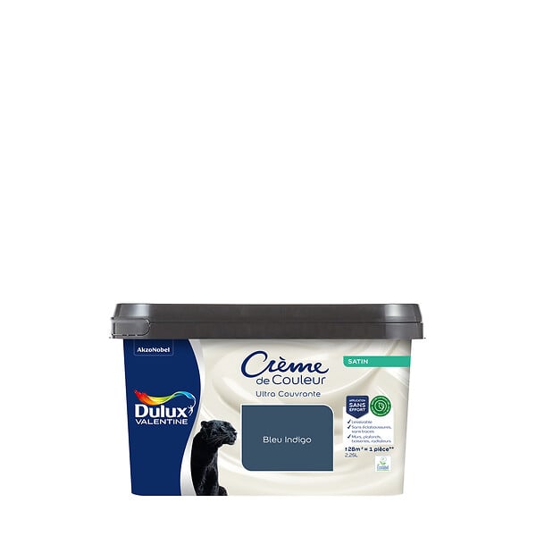 DULUX VALENTINE - Peinture biosourcée Crème de Couleur - Bleu Indigo - 2,25 L - large