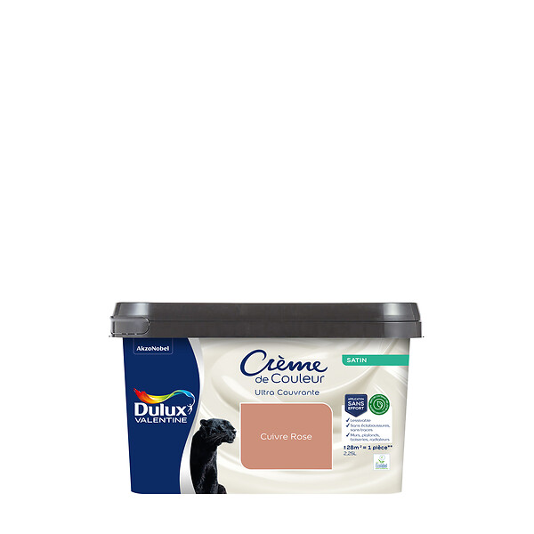 DULUX VALENTINE - Peinture Crème de Couleur Biosourcé - Cuivre Rose - Satin - 2,25 L - large