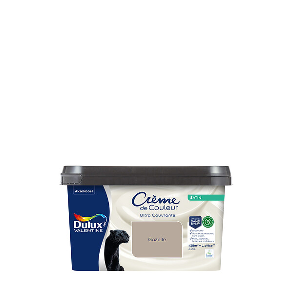 DULUX VALENTINE - Peinture Crème de Couleur Biosourcé - Gazelle - Satin - 2,25 L - large