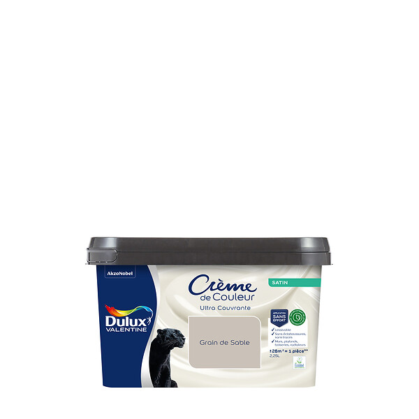 DULUX VALENTINE - Peinture Crème de Couleur Biosourcé - Grain de Sable - Satin - 2,25 L - large