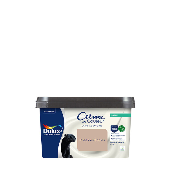 DULUX VALENTINE - Peinture Crème de Couleur Biosourcé - Rose des Sables - Satin - 2,25 L - large