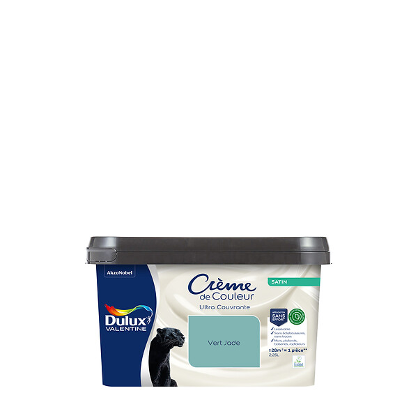 DULUX VALENTINE - Peinture Crème de Couleur Biosourcé - Vert Jade - Satin - 2,25 L - large