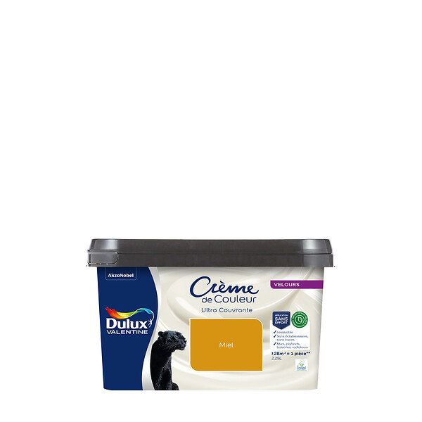DULUX VALENTINE - Peinture Crème de Couleur Biosourcé - Miel - Velours - 2,25 L - large