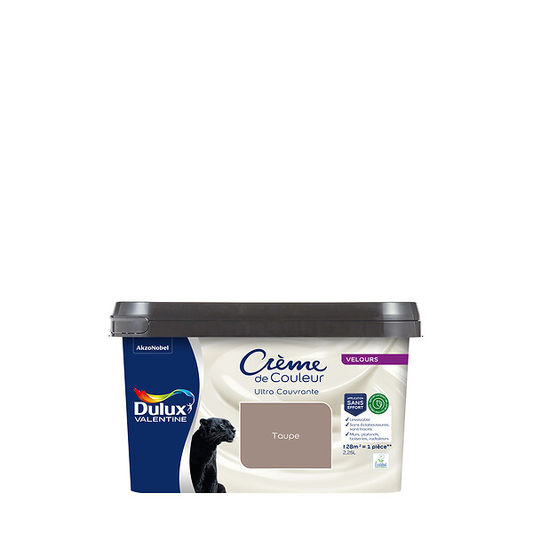 DULUX VALENTINE - Peinture Crème de Couleur Biosourcé - Taupe - Velours - 2,25 L - large