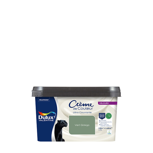 DULUX VALENTINE - Peinture Crème de Couleur Biosourcé - Vert Ginkgo - Velours - 2,25 L - large