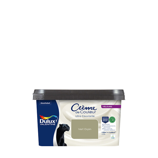 DULUX VALENTINE - Peinture Crème de Couleur Biosourcé - Vert Orpin - 2,25 L - large