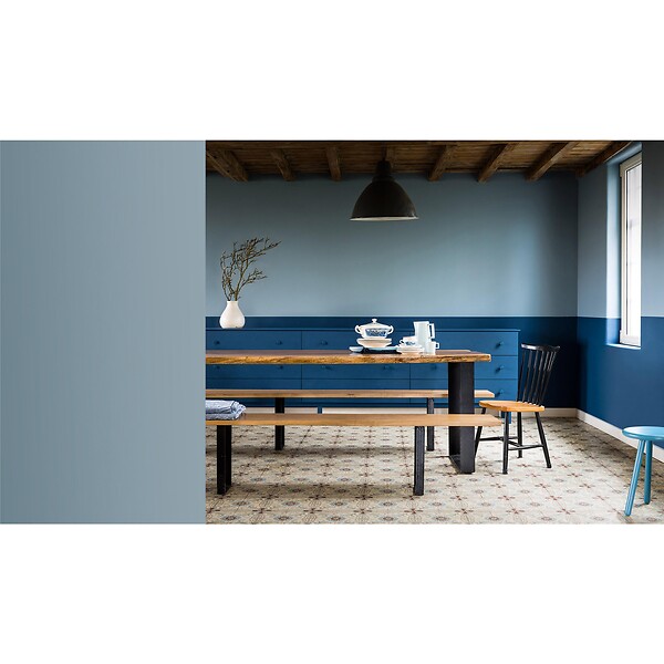 DULUX VALENTINE - Peinture multi-supports biosourcée - Crème de Couleur - Bleu Gris - 2,25 L - large