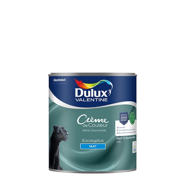 DULUX VALENTINE - Peinture Crème de Couleur Biosourcé - Eucalyptus - Mat - 0,5 L - large