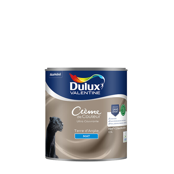 DULUX VALENTINE - Peinture biosourcée Crème de Couleur Terre d'Argile 0,5L - large