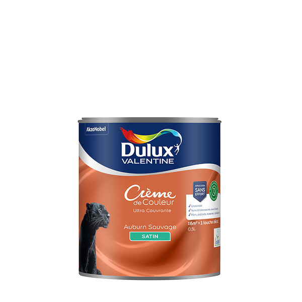 DULUX VALENTINE - Peinture Crème de Couleur Biosourcé - Auburn Sauvage - Satin - 0,5 L - large