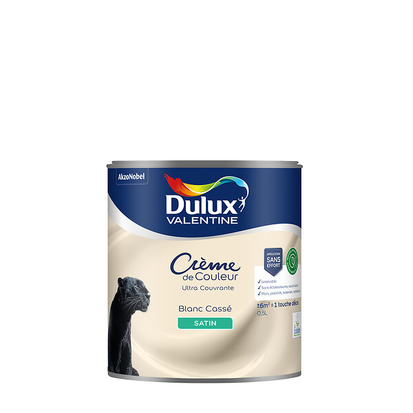 DULUX VALENTINE - Peinture Crème de Couleur Biosourcé - Blanc Cassé - Satin - 0,5 L - large