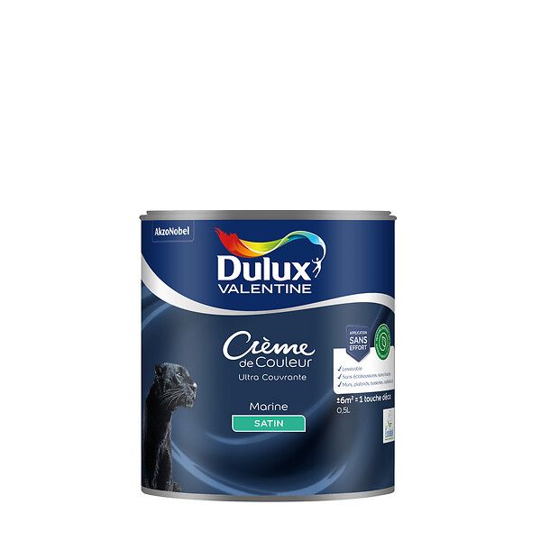 DULUX VALENTINE - Peinture Crème de Couleur Biosourcé - Marine - Satin - 0,5 L - large