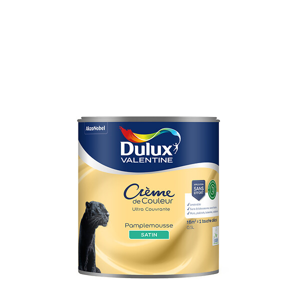 DULUX VALENTINE - Peinture Crème de Couleur Biosourcé - Pamplemousse - Satin - 0,5 L - large