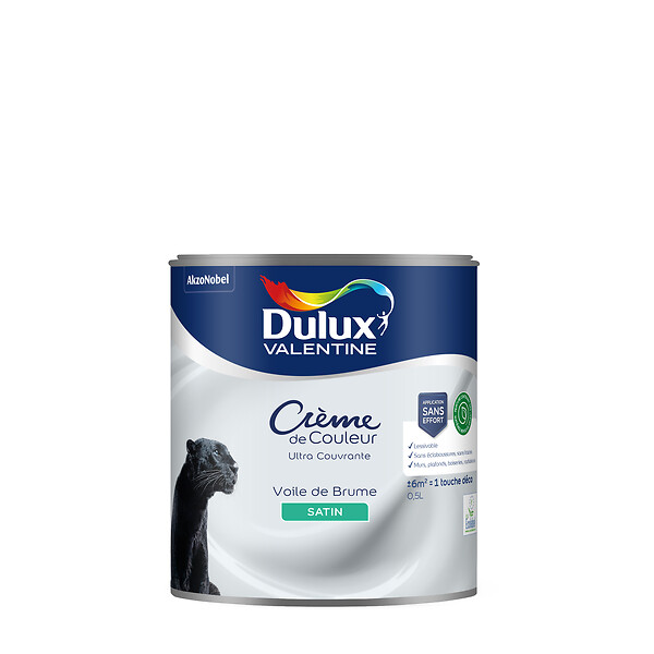 DULUX VALENTINE - Peinture Crème de Couleur Biosourcé - Voile de Brume - Satin - 0,5 L - large