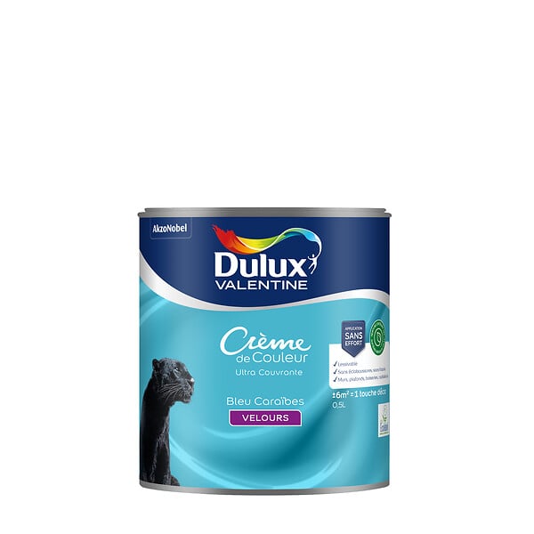 DULUX VALENTINE - Peinture intérieure Crème de Couleur Bleu Caraïbes 0,5L - large