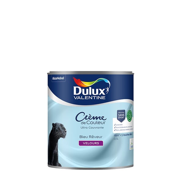 DULUX VALENTINE - Peinture biosourcée Bleu Rêveur - Velours - 0,5L - large