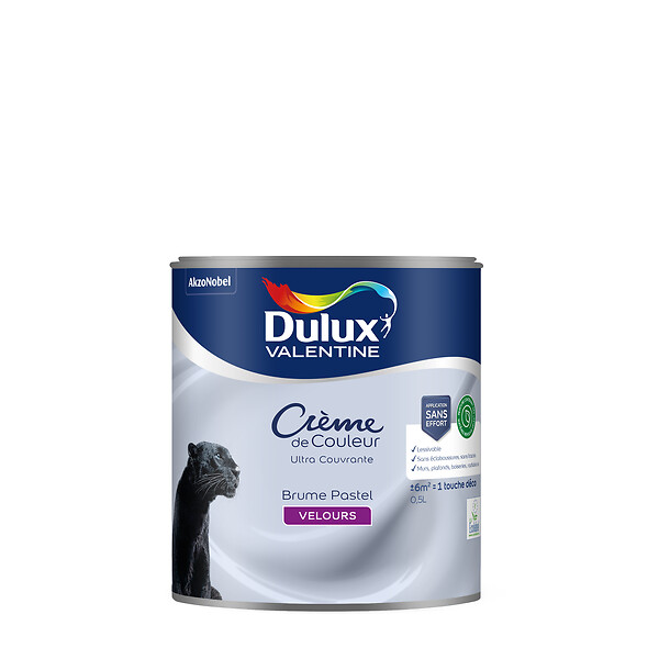 DULUX VALENTINE - Peinture Crème de Couleur Biosourcé - Brume Pastel - Velours - 0,5 L - large