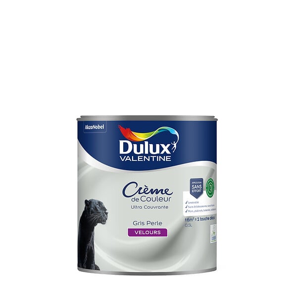 DULUX VALENTINE - Peinture biosourcée - Crème de Couleur - Gris Perle - 0,5L - large