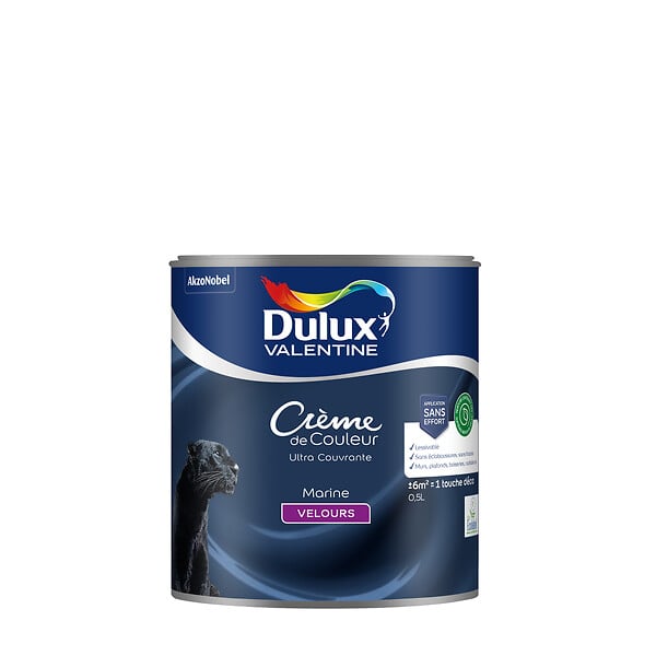 DULUX VALENTINE - Peinture biosourcée Crème de Couleur Marine Velours - 0,5L - large