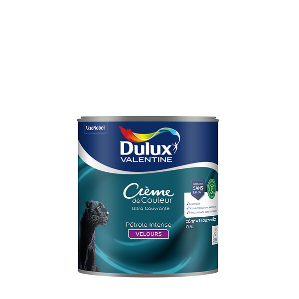 DULUX VALENTINE - Peinture Crème de Couleur Biosourcé - Pétrole Intense - Velours - 0,5L - large