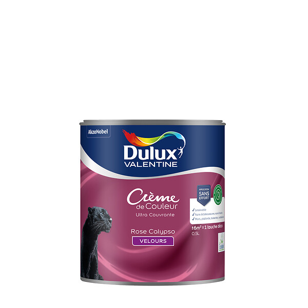 DULUX VALENTINE - Peinture biosourcée Crème de Couleur - Rose Calypso - 0,5L - large