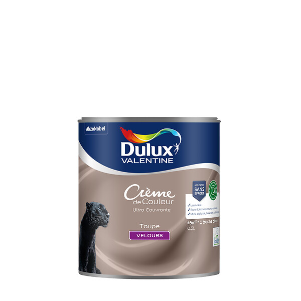 DULUX VALENTINE - Peinture Crème de Couleur Biosourcé - Taupe - Velours - 0,5 L - large