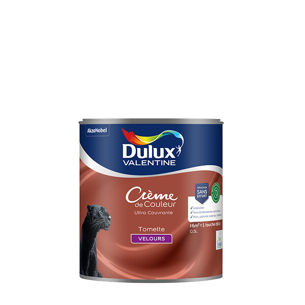 DULUX VALENTINE - Peinture Crème de Couleur Biosourcé - Tomette - Velours - 0,5 L - large