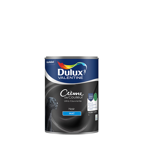 DULUX VALENTINE - Peinture Crème de Couleur Biosourcé - Noir - Mat - 1 L - large