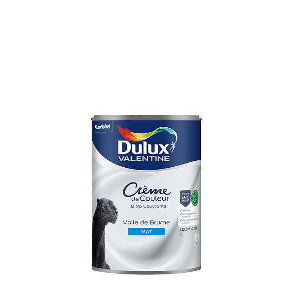 DULUX VALENTINE - Peinture Crème de Couleur Biosourcé - Voile de Brume - Mat - 1 L - large
