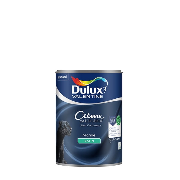 DULUX VALENTINE - Peinture biosourcée Crème de Couleur Marine Satin 1L - large