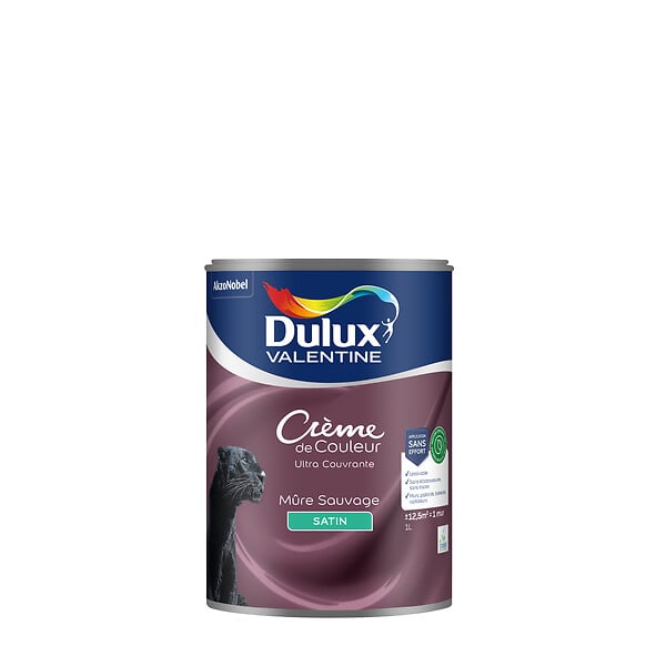DULUX VALENTINE - Peinture intérieure biosourcée - Mûre Sauvage - Satin 1L - large