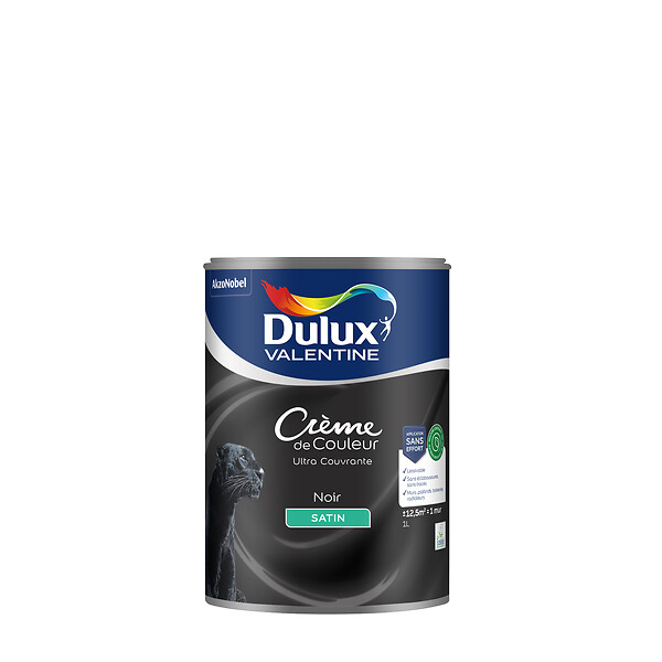 DULUX VALENTINE - Peinture Crème de Couleur Biosourcé - Noir - Satin - 1 L - large