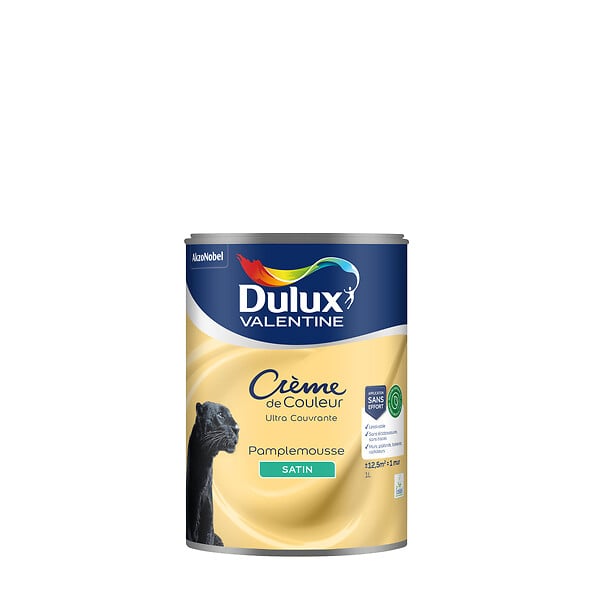 DULUX VALENTINE - Peinture Crème de Couleur - Pamplemousse - Satin - 1L - large
