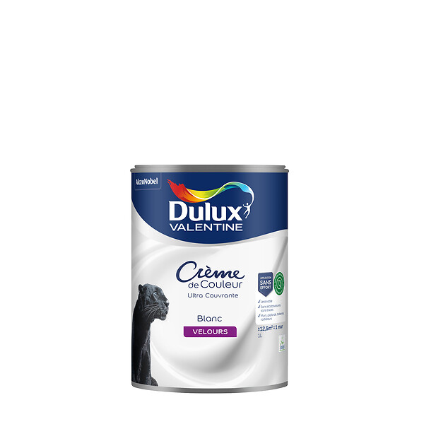 DULUX VALENTINE - Peinture intérieure biosourcée Crème de Couleur Blanc 1L - large