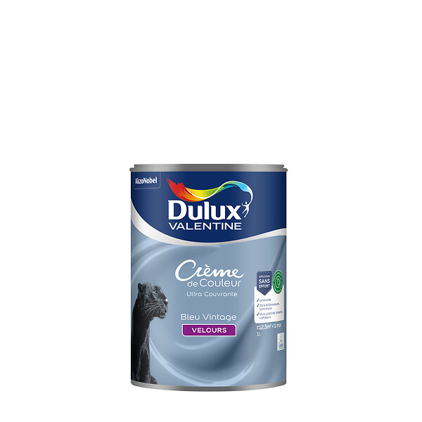 DULUX VALENTINE - Peinture Crème de Couleur Biosourcé - Bleu Vintage - Velours - 1 L - large