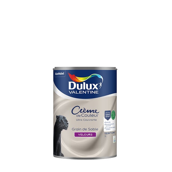 DULUX VALENTINE - Peinture biosourcée - Crème de Couleur - Grain de Sable - Velours - 1L - large