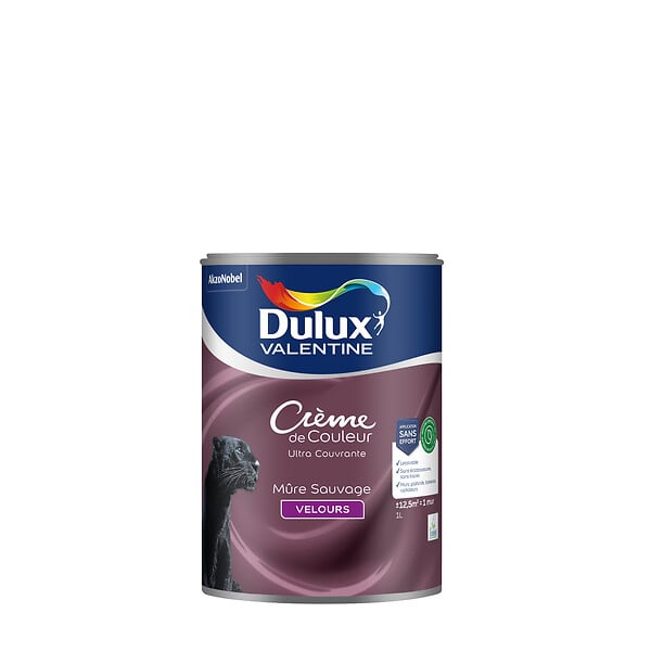 DULUX VALENTINE - Peinture biosourcée Crème de Couleur Mûre Sauvage 1L - large