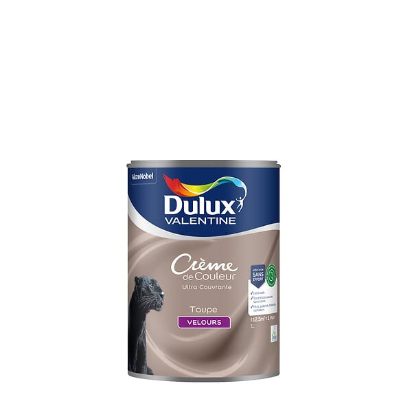DULUX VALENTINE - Peinture intérieure Crème de Couleur Taupe - Velours - 1L - large