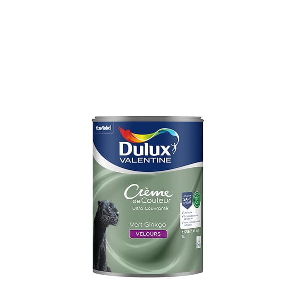 DULUX VALENTINE - Peinture biosourcée Crème de Couleur Vert Ginkgo - 1L - large