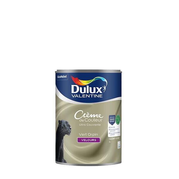 DULUX VALENTINE - Peinture biosourcée - Crème de Couleur - Vert Orpin - 1L - large