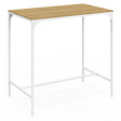 ID MARKET - Ensemble table haute de bar DETROIT 100 cm et 4 tabourets de bar bois et métal blanc design industriel - vignette