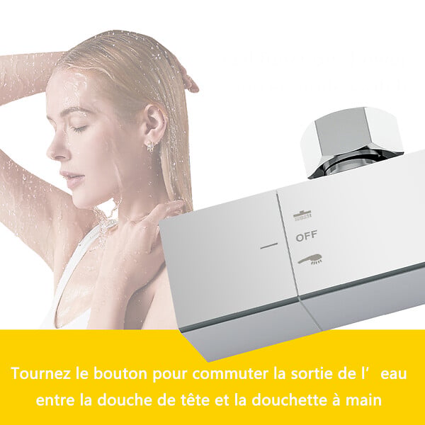 AICA SANITAIRE - AICA Colonne de douche thermostatique ，avec mitigeur thermostatique carré 1, pommeau de douche carré,réglable - large