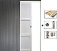 GD MENUISERIES - Porte Coulissante Korya Blanc 3 panneaux H204 x L93 cm, Galandage, kit de finition - vignette
