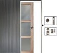 GD MENUISERIES - Porte Coulissante bois Frake Vitrée H204 x L83 cm, Galandage - vignette