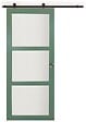 GD MENUISERIES - Porte Coulissante Vert Sauge RAL 6021 Vitrée H204 x L83 cm, railroulette, coquilles - vignette