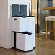 KITCHEN MOVE - Poubelle pédale tri sélectif HAJA blanc 60L - vignette