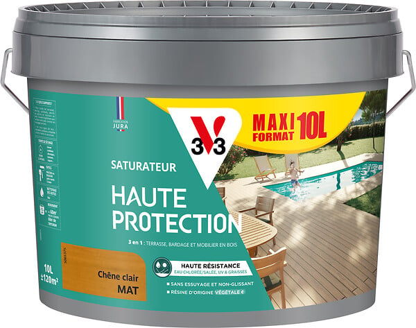 V33 - Saturateur haute protection bois extérieur - Chêne clair - 10L - large