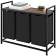 TECTAKE - Panier à linge avec étagère, style industriel noir/marron - vignette