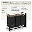 TECTAKE - Panier à linge avec étagère, style industriel noir/marron - vignette